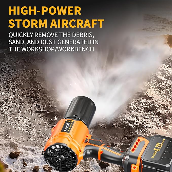 Storm Turbine，Leaf Blower Cordless with 6.0Ah 21V*2 Batteries，Handheld Electric Storm Turbine，Wind Force 13，41m/s，Suitable for Lawn Care, Patio, Leaf Blowing