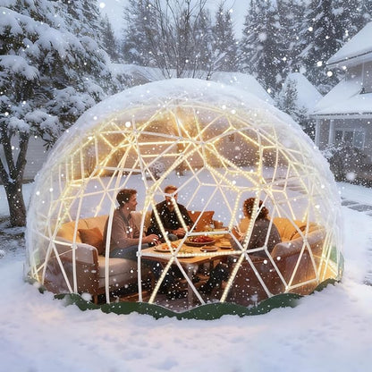 Garden Dome Bubble Tent House Outdoor, Upgraded Geodesic Dome Greenhouse with Transparent PVC Cover, Weatherproof Greenhouse Suitable for Patio (GREEN-12FT)