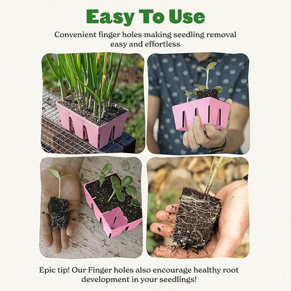 Epic Gardening Reusable Seed Starter Tray - 6 Cell/12 Seedling Starter Trays - Easy Watering, Indoor Greenhouse, Plant Starter, Gardener-Friendly for Seedlings | UV-Treated & BPA-Free - Pink