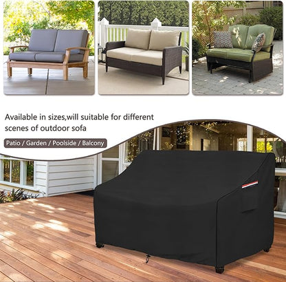 okcool Heavy Duty Patio Sofa Cover, 100% Waterproof 3-Seater Outdoor Sofa Cover Fits up to 79W x 38D x 35H Inches, Lawn Patio Furniture Covers,Black