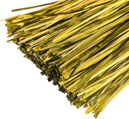 MECCANIXITY Foil Twist Ties 6" 15cm Metallic Plastic Closure Tie for Tying Bread, Candy, Cookies, Gift Bags Arts Crafts Ties Gold Tone Pack of 750