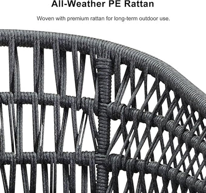 PURPLE LEAF Outdoor Dining Set All-Weather PE Rattan Outdoor Patio Dining Furniture Set with All Aluminum Frame Rectangular Table and 8 Chairs Set for Lawn Garden Backyard Deck, Grey