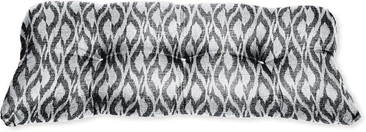 BrylaneHome Tufted Bench Cushion - 45.5" L x 19" W x 3" H- Patio & Outdoor - Water, Stain & Fade Resistant - Black Ikat
