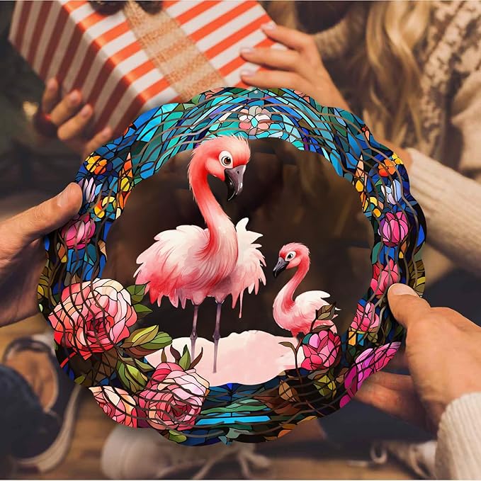 Mother Baby Flamingo Wind Spinner, Mother Baby Flamingo Wind Spinner Hanging for Yard and Garden, Unique Gift Wind Spinner, 3D Hanging Wind Spinner Outdoor