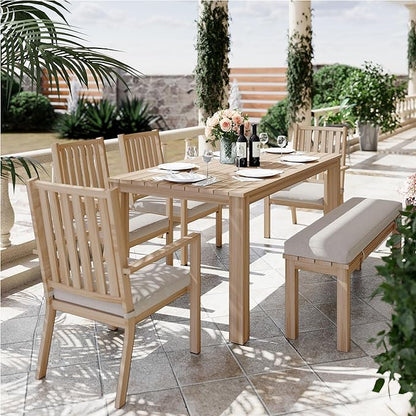 Outdoor Patio Bench, Metal Aluminum Outdoor Bench with Waterproof Cushions, Furniture Seating for Porch, Balcony, Deck, Backyard, Light Wood Color