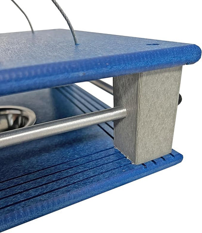 DutchCrafters Poly Gilbertson Large Covered Blue Bird Feeders for Outdoors Hanging, Bluebird Feeder for Mealworms - Amish USA Made (Bright Blue & Light Gray)