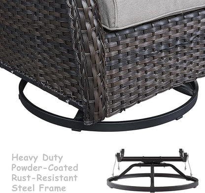 HUMMUH Outdoor Patio Furniture 6 Pieces Furniture Set Wicker Outdoor Sectional Couch with Patio Swivel Glider Chairs,Side Table,Ottomans for Patio