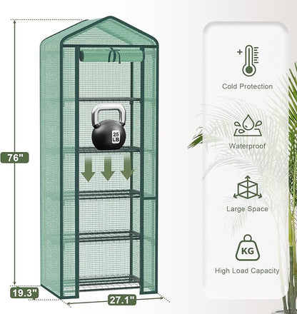 Greenhouse for Indoor Outdoor, Small Plastic Plant Green House 5-Tier Rack Stand Portable Greenhouses with Durable PE Cover for Seedling