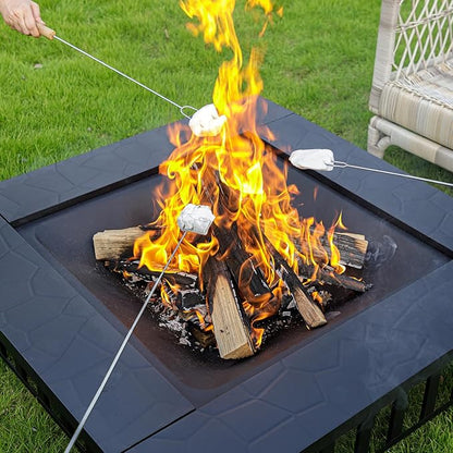 36 inch Fire Pit, Square Outdoor Fire Pit Table with Spark Screen & Fire Poker, 3-in-1 Multipurpose Firepits for Outside, Fireplace for Yard, Garden, Patio