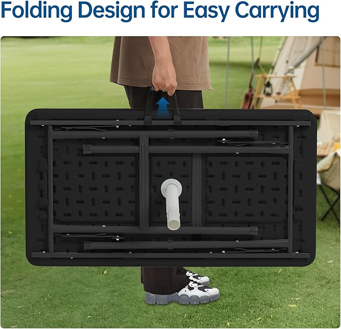 Outdoor Ice Cooler Folding Table, Portable Cooler Table with Removable Matching Skirt, Chill Table for Party BBQ Camping Wedding Black