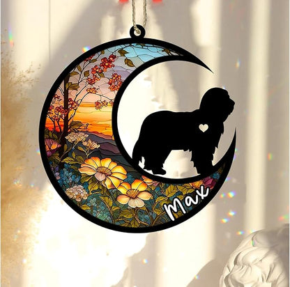 Personalized Dog Memorial, Custom Name Bearded Collie Dog Christmas Ornament with Name, Custom Breeds, Pet Loss Light Catcher, Gifts for Lovers Loss of Pet Sympathy on Mothers Day Christmas