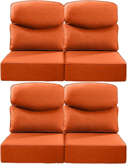 Luxury 22x24/22x25 6-Inch Smile Patio Dining Chair Cushions Set of 4 - Heavy Duty Water Slashproof Outdoor Seat Cushion for Outside Furniture Set Swivel Chairs Loveseat L-Shape Sofa - Orange
