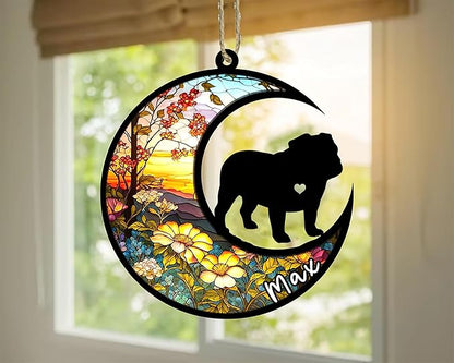 Personalized Dog Memorial, Custom Name Bulldog Dog Christmas Ornament with Name, Custom Breeds, Pet Loss Light Catcher, Gifts for Lovers Loss of Pet Sympathy on Mothers Day Christmas
