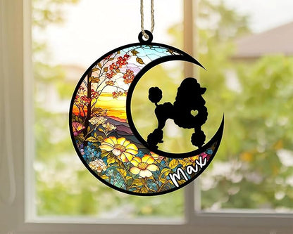 Personalized Dog Memorial, Custom Name Poodle Dog Christmas Ornament with Name, Custom Breeds, Pet Loss Light Catcher, Gifts for Lovers Loss of Pet Sympathy on Mothers Day Christmas