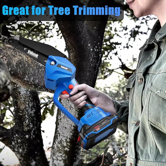 Chainsaw 6 Inch Mini Electric Chain Saw Cordless Battery Powered,Hand Held Saw Pruning Shears Chain for Tree Branches,Courtyard,Household and Garden Gifts for Men Dad Husband Women