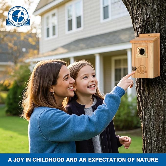 Bird Houses for Outside Clearance with Copper Guard, Cedar Bird House Outdoor, Bluebird Finch Swallow Wren Chickadee