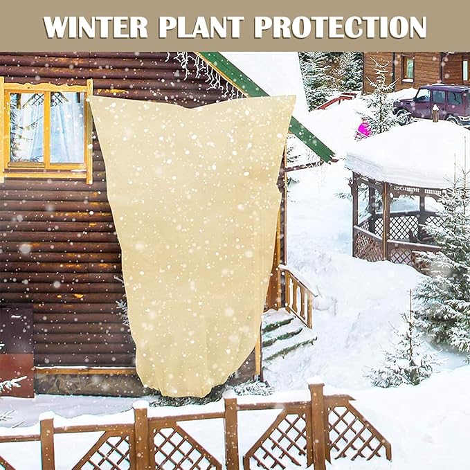 LangRay Plant Covers Freeze Protection, Winter Frost Cloths 2.8oz/yd² with Zipper and Drawstring, Garden Cover Protective Blankets for Outdoor Plants Fruit Palm Olive Trees (47in*71in 1pcs)