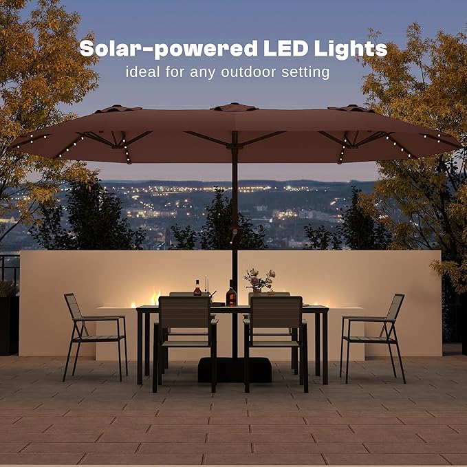 13FT Double Sided Patio Umbrella with LED Lighted