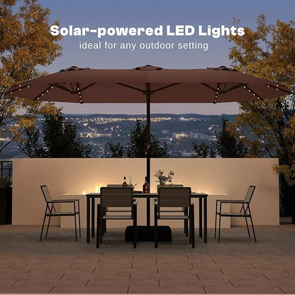 13FT Double Sided Patio Umbrella with LED Lighted