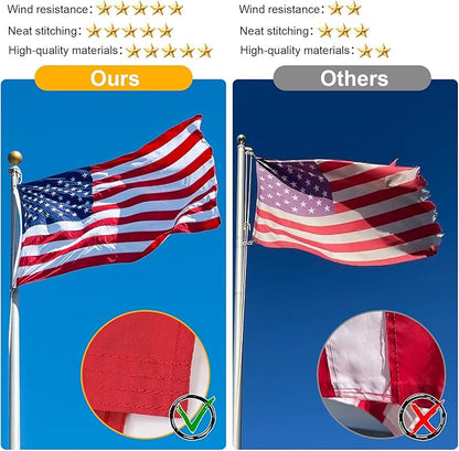 5x8 American Flag Outdoor Heavy Duty,5by 8 American Flag,US Flag,5' x 8' America Flag,America Flags For Outside 5x8,Embroidered USA Flags 5x 8,Long Lasting 5 by 8 Best High Wind all Weather US Flags