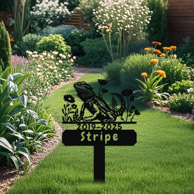 Custom Lizard Grave Marker,Personalized Pet Gecko Memorial Garden Stake,Pet Memorial Gift,Remembrance Stake,Loss of Lizard Gecko Iguana,Sympathy Sign Lizard 16inch
