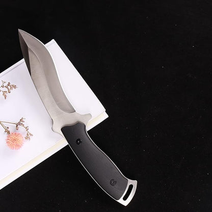 MASALONG kni227 dog leg straight fxied blade Bowie full tang Hunting Knife with Leather Sheath for Camping, Hiking, Survival