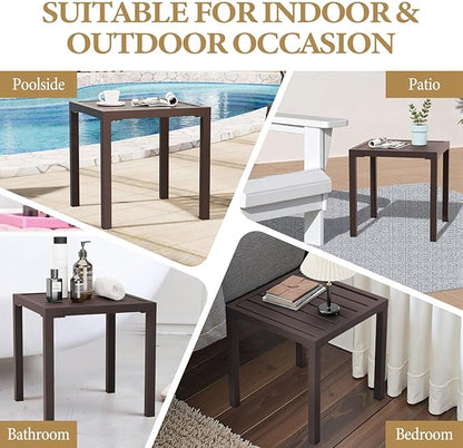 Crestlive Products Outdoor Side Table 1PC - Small Metal Square End Table - Easy to Assemble, Weather Resistant Ideal for Garden, Patio, Poolside, Beach, Balcony, Porch