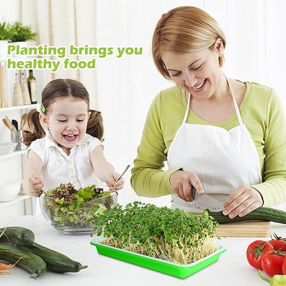 EBaokuup 10Pcs Seed Sprouter Tray with Drain Holes - BPA Free Seed Garden Plant Germination Propagation Trays, Soil-Free Wheatgrass Tray Sprouter Microgreens Growing Kit with Germinating Paper