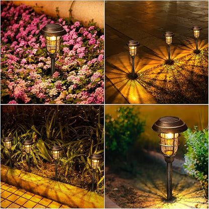 LETMY Solar Outdoor Lights, 8 Pack Bright Solar Pathway Lights Outdoor Waterproof, Up to 12 Hrs Auto On/Off Solar Garden Lights Outdoor Solar Lights for Yard Patio Walkway Driveway Pathway - Bronze