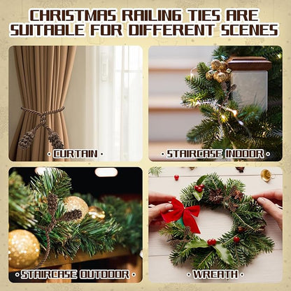 Shappy 36 Pieces Christmas Garland Banister Ties Christmas Decorative Reusable and Flexible Twist Ties for Garland, Banister Home Decoration (Brown)