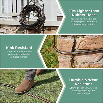 Giraffe Tools Leader Hose 5/8" x 4ft, Custom Length, No Kink, Flexible, Leakproof Water Hose, Male Female Fittings, 600 Burst PSI, 4ft, Black Orange