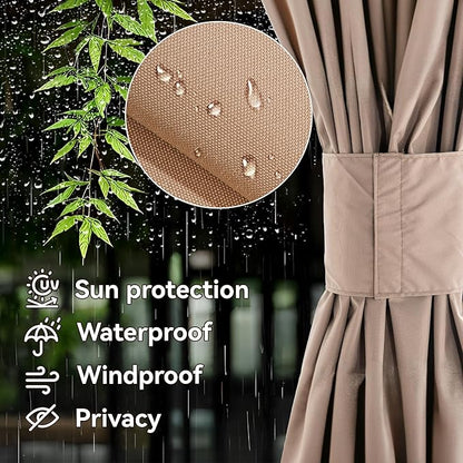 Gazebo Curtain Replacement Universal 4-Panel Sidewalls 10' x 10', Outdoor Gazebo Privacy Curtains with Zipper, Replacement for Outdoor, Patio Canopy, Garden and Backyard (Curtain Only)