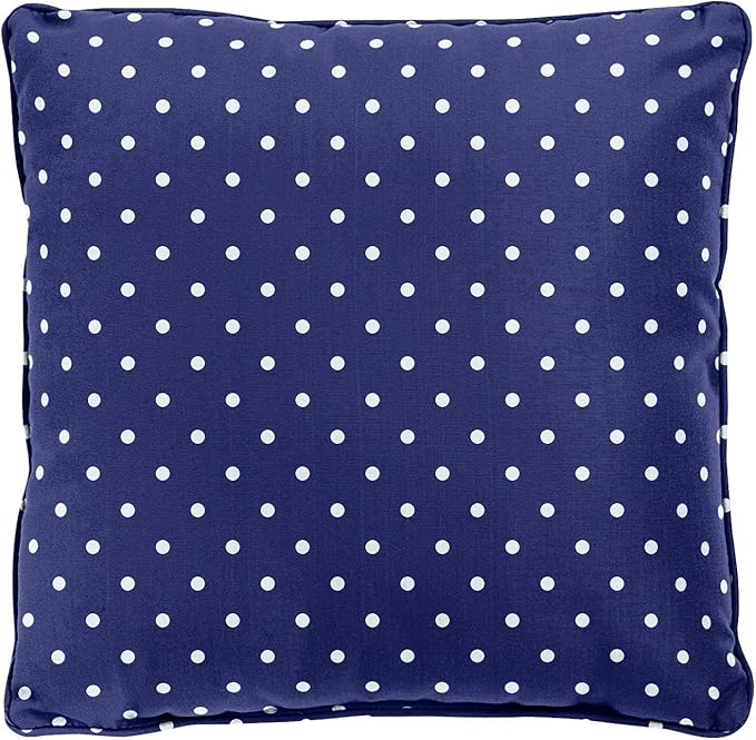 BrylaneHome 20" Square Throw Pillow - Patio & Outdoor - Water, Stain & Fade Resistant - Evening Blue Dot
