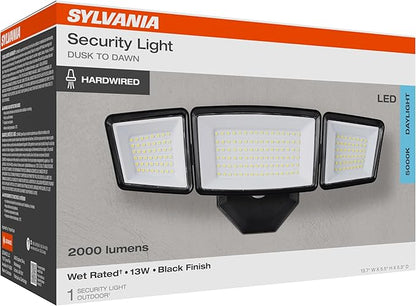 Sylvania 13W Dusk to Dawn Security LED Light, Hardwired, 2000 LMS, Wet Rated, 5000K, Daylight - 1 Pack (66478)