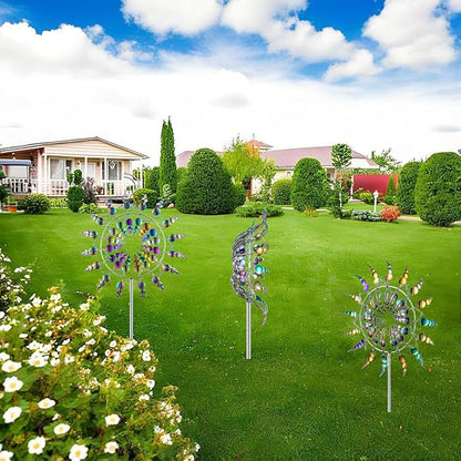 Windmill for Yard and Garden, Wind Spinner, Magical Metal Windmill for Backyards, 3D Wind Sculptures & Spinners Outdoor, Kinetic Garden Sunflower Wind Spinners (Colorful)