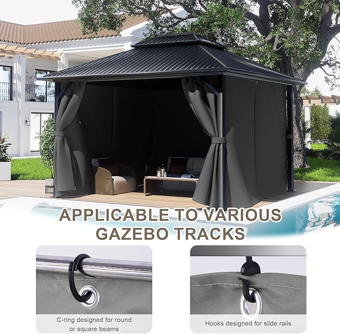 BPS 10' x 10' Gazebo Curtain Privacy 4-Panel Sidewall Outdoor Replacement Shade (Only Curtain)