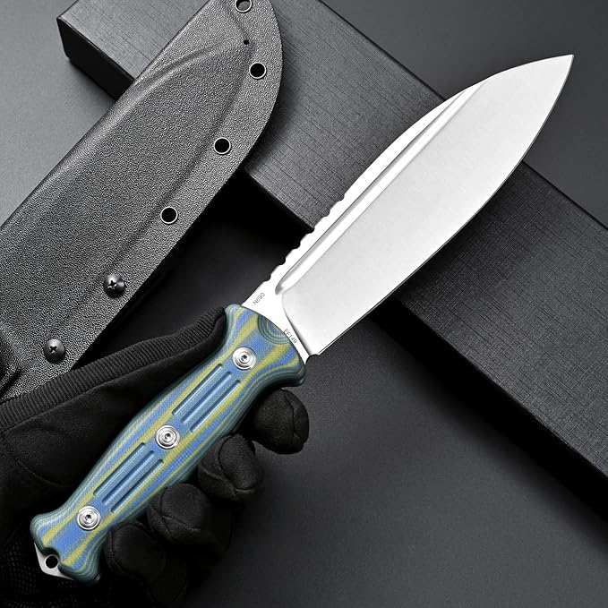 Eafengrow EF149 Fixed Blade Knife N690 Steel Blade Colorful G10 Handle Full Tang EDC Straight Knife for Hunting Camping Adventure