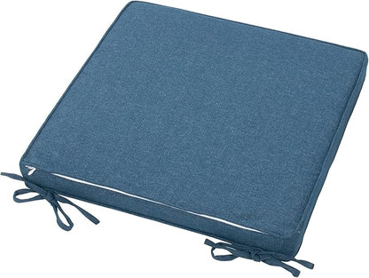 Magpie Fabrics Indoor Outdoor Waterproof Square Chair Cushion, 18" x 18" x 2.5", 2 Pack, Water Resistant Seat Cushions, for Patio Garden Office, Dark Blue