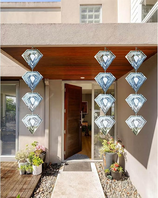Stainless Steel Wind Spinner - Reflective Garden Spinner to Scare Birds Away, Sparkly Outdoor Decor for Yard, Patio, Farm - Heart Shaped Gift for Mom, Women, Wife