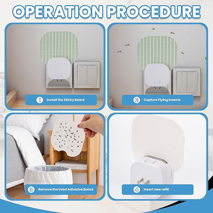 Fly Trap Indoor(1 Device + 3 Glue Cards), Mosquito Trap for Mosquito, Flies, Fruit Flies, Moths, Gnats, gnat Traps for House Indoor