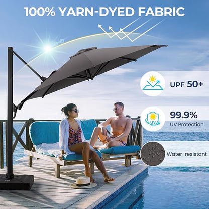 SUNVIVI OUTDOOR Outdoor Patio Umbrella, Patio Umbrella, Market Umbrella, Large Outdoor Umbrella, Metal Pole Umbrella with Push Button Tilt and Crank, Polyester Canopy