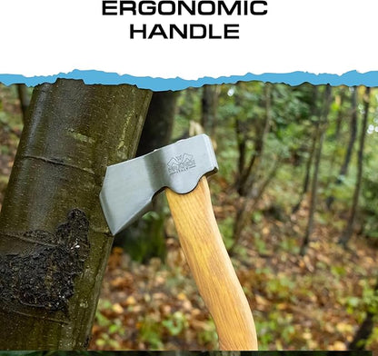 Prandi Segurin Hatchet 88 lb - Hickory Handle 11 in with Leather String - Ideal for Camping, Travel and Bushcraft - Made in Italy