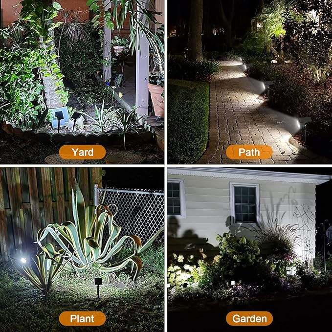 LANSOW Solar Spot Lights Outdoor, [4 Pack/76 LED] 2-in-1 Solar Landscape Spotlights, 3 Modes IP65 Waterproof Dusk to Dawn Solar Powered Flood Wall Lights for Outside Yard Garden Pathway(Cool White)