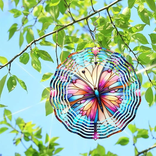 Purple Butterfly Wind Spinner 3D Butterfly Spinners Exquisite Outdoor Garden Decoration 3D Stainless Steel Butterfly Spinner with Unique Visual Effect Perfec Sculptures Gift 10 Inch