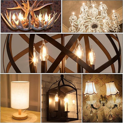 Hizashi LED Candelabra Bulbs 40 watt Equivalent, 90+ CRI Dimmable E12 LED Bulb Flame Tip Candle Bulbs, 4W 450LM 2700K Soft Warm White, CA10 Chandelier Bulbs Candelabra Base, UL Listed - 6 Pack