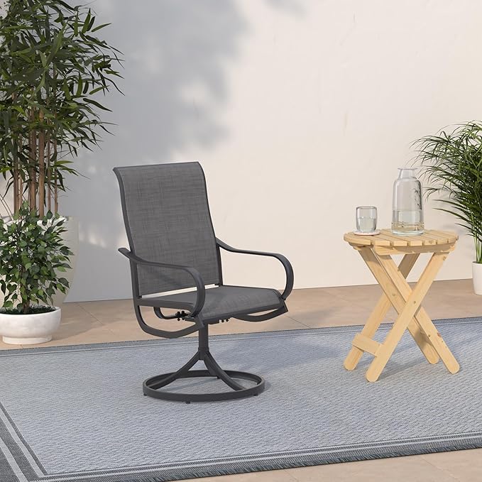 Sophia & William Patio Chairs Patio Dining Chairs Set of 6 Swivel Patio Chairs Textilene High Back Support 300lbs for Lawn Garden Backyard Weather Resistant-Black Metal Frame