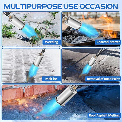 Siasky Weed Torch Propane Burner 1,200,000 BTU, Propane Weed Torch with Push Button Igniter, Flame Weeder Torch for Weeds, Snow Melting, Asphalt, Garden, Roofing, Weed Torch Kit for Outdoor Use