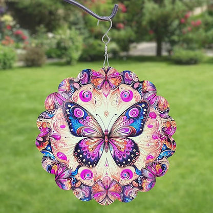 Wind Spinners Outdoor ButterflyArt12 inch 3D Stainless Steel Laser Cut Metal Art Geometric PatternWind Sculpture Hanging for Yard Garden Decorations Wind Sculpture Gifts Outdoor