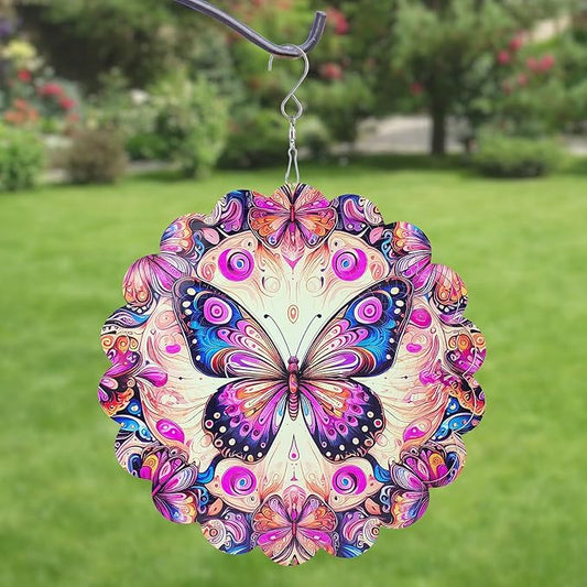 Wind Spinners Outdoor ButterflyArt12 inch 3D Stainless Steel Laser Cut Metal Art Geometric PatternWind Sculpture Hanging for Yard Garden Decorations Wind Sculpture Gifts Outdoor