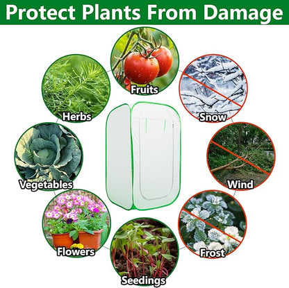 28 x 28 x 48 Inch Pop Up Winter Frost Plant Cover, Gardening Plants Freeze Protection Tent, Warm Plant Protector Enclosure for Snow Frost Protection Indoor & Outdoor